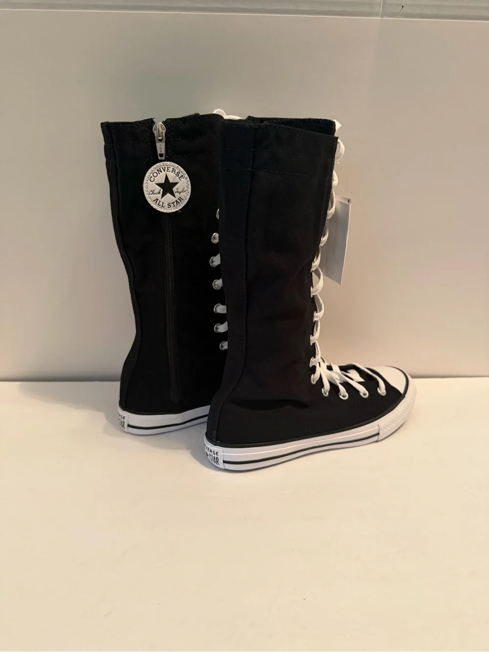 NWT Converse Chuck Taylor Black knee high Lace-Up Sneakers with White Accents